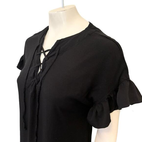 MICHAEL STARS Lace Up Front Lightweight Dress in Black SZ M - Picture 2 of 9